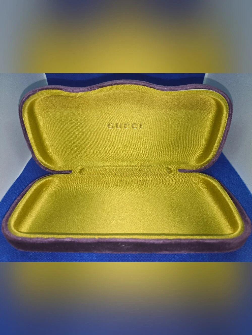 Authentic Gucci Eyeglasses Frame Black Clear Fade Purple Velvet Hard Case Gold I